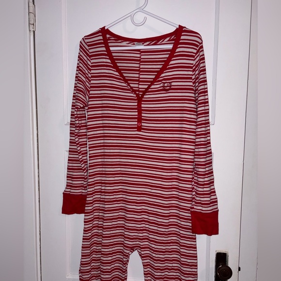 PINK Victoria's Secret Red and White Striped Footie - Picture 2 of 5